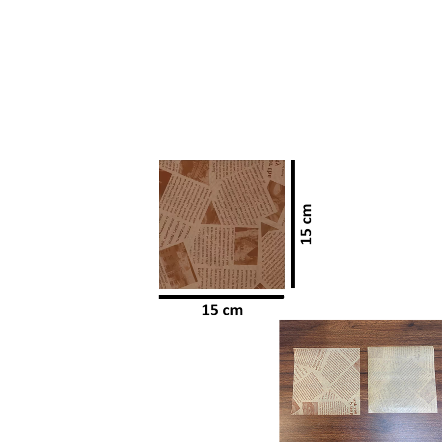 (15x15cm) BROWN Food Wrapping Parchment Grease Paper / Test Liner Food Wrapper Paper