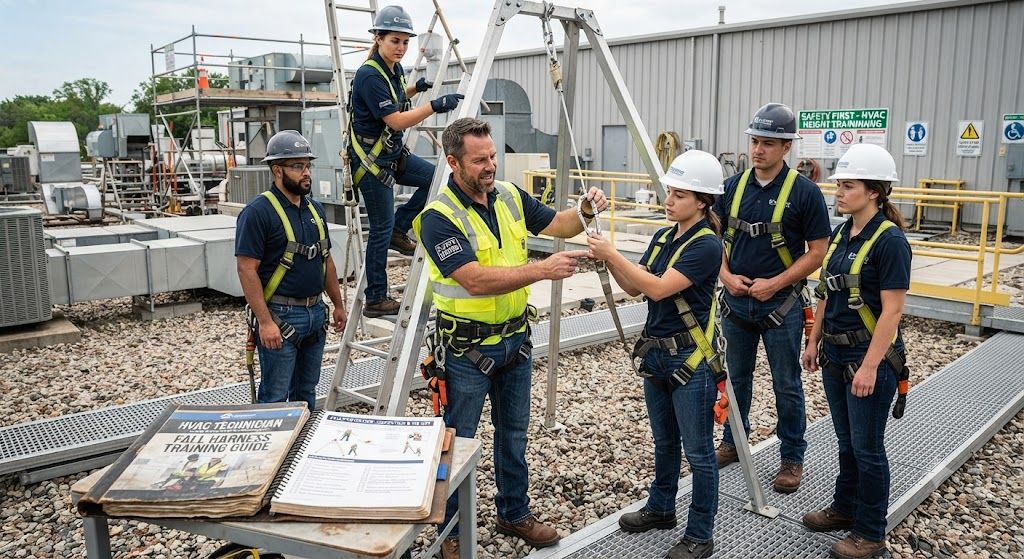 HVAC technician fall harness training guide