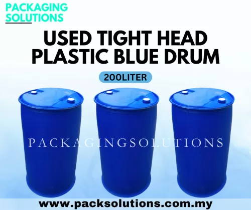 Used Tight Head Plastic Blue Drum - 200L