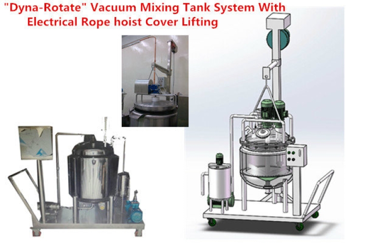 Vacuum Mixing Tank System with Electrical Rope Hoist Cover Lifting