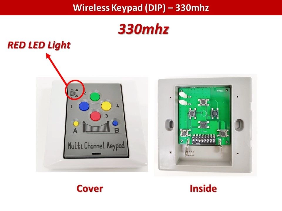 Autogate Wireless Keypad (DIP Switch Type) for 4 Channel / 2 Channel Remote (433mhz/330mhz)