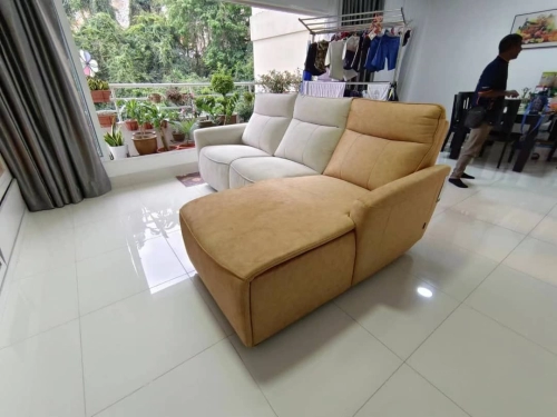 Modern Two Tone L Shape Sofa With Power Recliner Function | Aquapro Fabric Water Resistant Sofa | Sofa Furniture Store | Best Furniture Store in Penang | Kedah | Kulim | Petaling jaya | Bandar Baru | Pontian