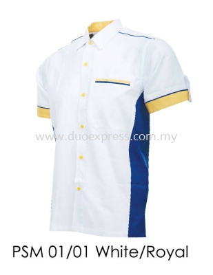 PSM 01 01 White Royal Blue Unisex Corporate Shirt