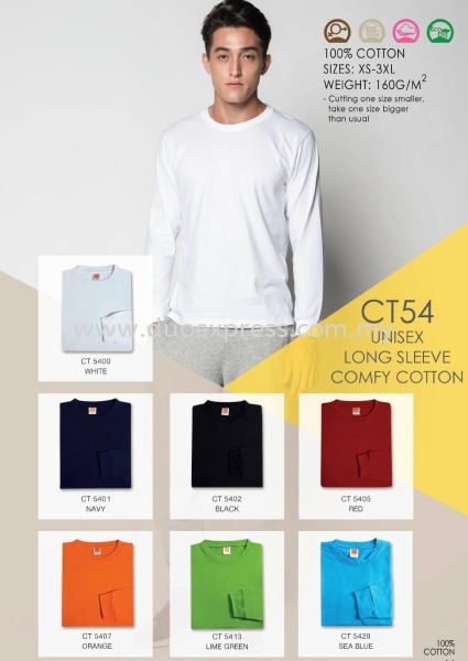 Roundneck Cotton T-Shirt ( Long Sleeve ) CT-54 Baju O Roundneck Cotton T-Shirt  Baju Uniform Ready Made Promosi Malaysia, Selangor, Kuala Lumpur (KL), Petaling Jaya (PJ) Supplier, Suppliers, Supply, Supplies | Duo Express