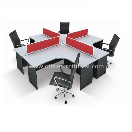 5' L SHAPE OFFICE TABLE COMBINE TO CLUSTER OF 4 WORKSTATION SET (Color Grey) - L-shape office table Desa Pandan | L-shape office table Bandar Kinrara | L-shape office table Kajang | L-shape office table Office Furniture Store