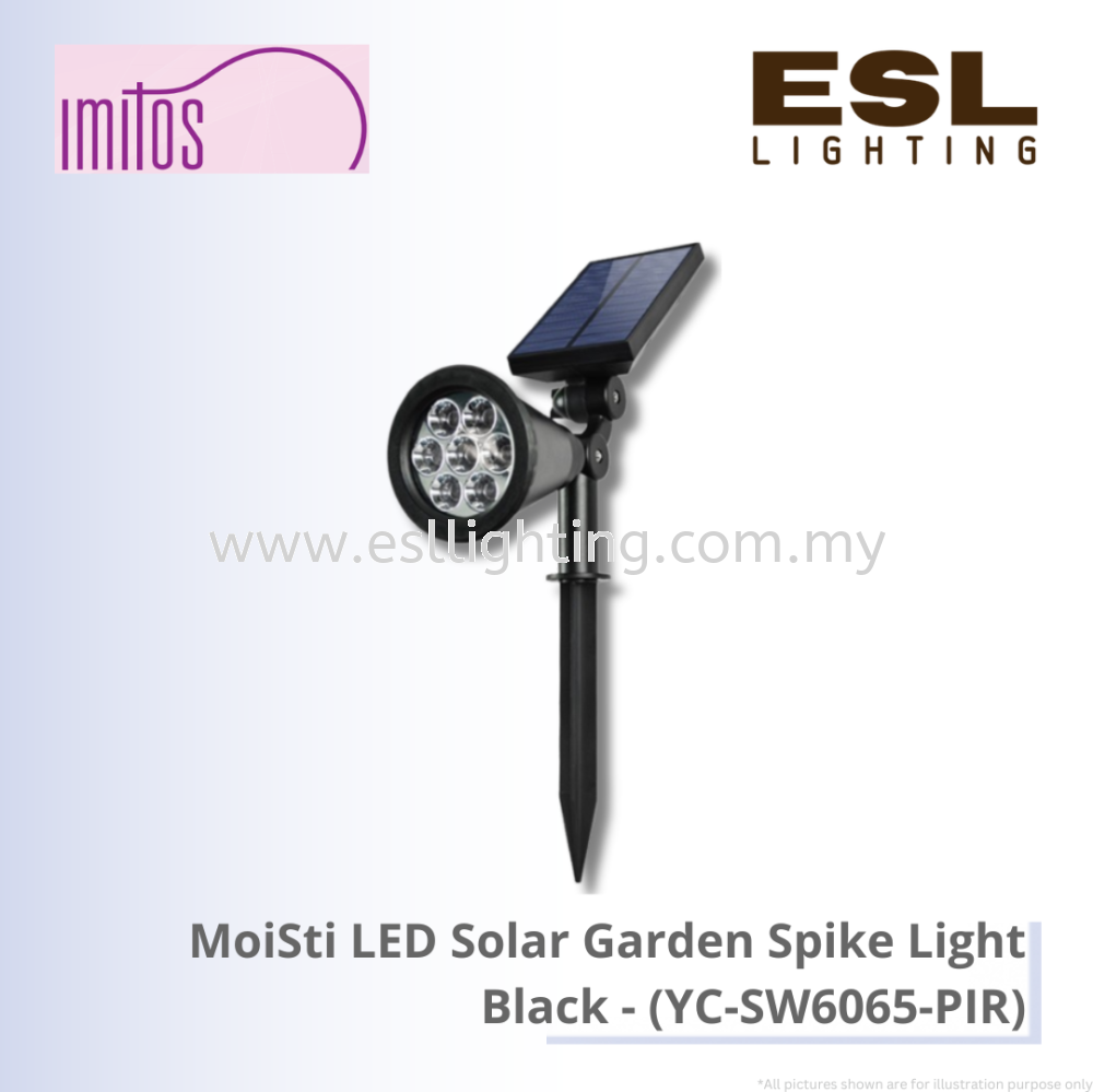 IMITOS MoiSti LED Solar Garden Spike Light Black - YC-SW6065-PIR IP65