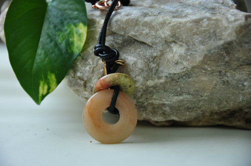 Coin Question Necklace Jasper Orange Calcite