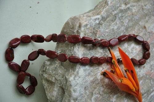 Jasper Necklace 17'' Red Oval Root Chakra Stone