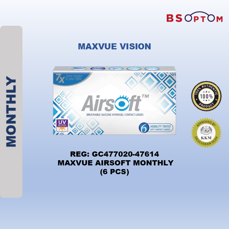 Maxvue® Airsoft™ Monthly Silicone Hydrogel Contact Lenses (6pcs)