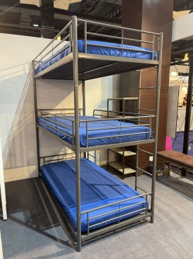 New Model Triple Decker Bed Frame | Katil Besi Asrama 3 Tingkat | Pembekal Perabot Asrama Penang Kedah Perak KL | Dormitory Furniture Supplier Singapore Brunei
