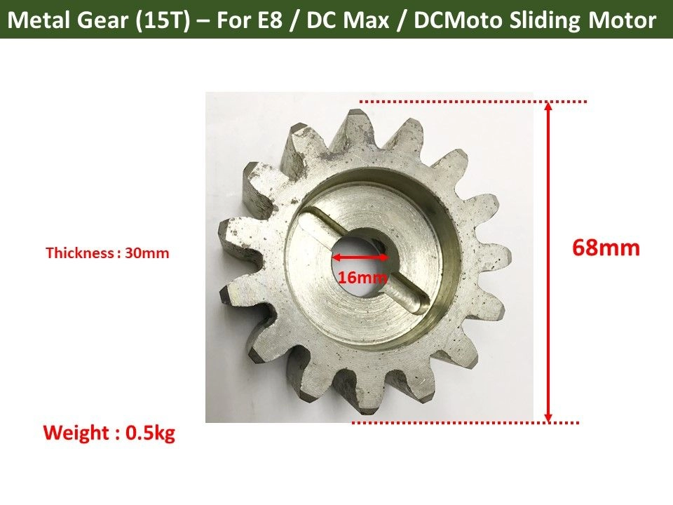 Pinion Metal Gear 15T For Autogate Sliding Motor -E8 