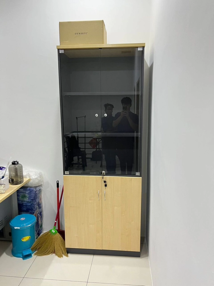 Open Glass Door Cabinet Shelves | Office Cabinet | Office Furniture Penang | Kabinet Pejabat | Batu Kawan Georgetown Penang | Kulim Lunas Kedah | Ipoh Perak | Sungai Buloh | KL 