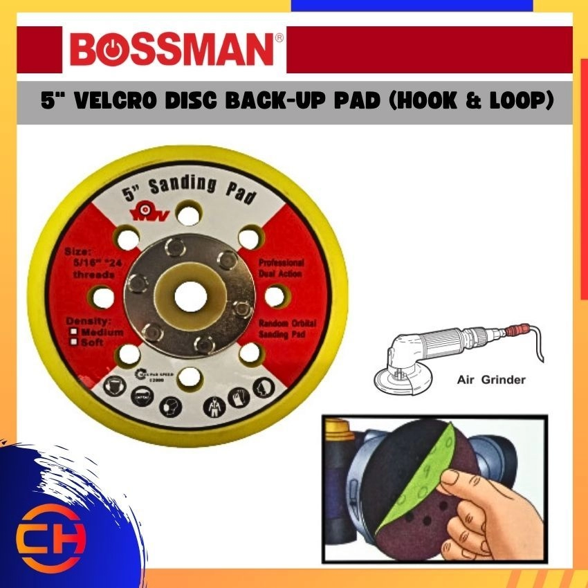 BOSSMAN INDUSTRIAL TOOLS & ABRASIVE PRODUCTS 5" VELCRO DISC BACK - UP PAD ( HOOK & LOOP ) 