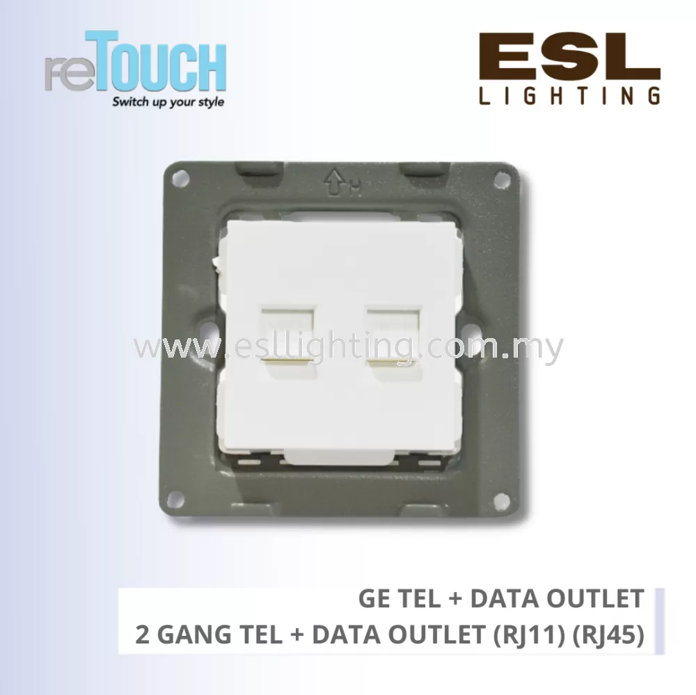 RETOUCH GRAND ELEMENTS - GE TEL + DATA OUTLET - E/TL248-GW – 2 GANG TEL + DATA OUTLET (RJ11) (RJ45)