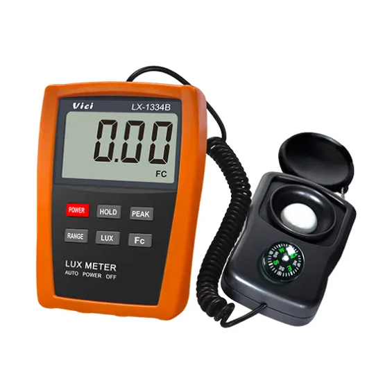 Vici LX-1334B High Precision Digital Illuminometer, Color Temperature 2856K standard calibration, Lux / FC unit display, Data hold, Intelligent Auto Power OFF