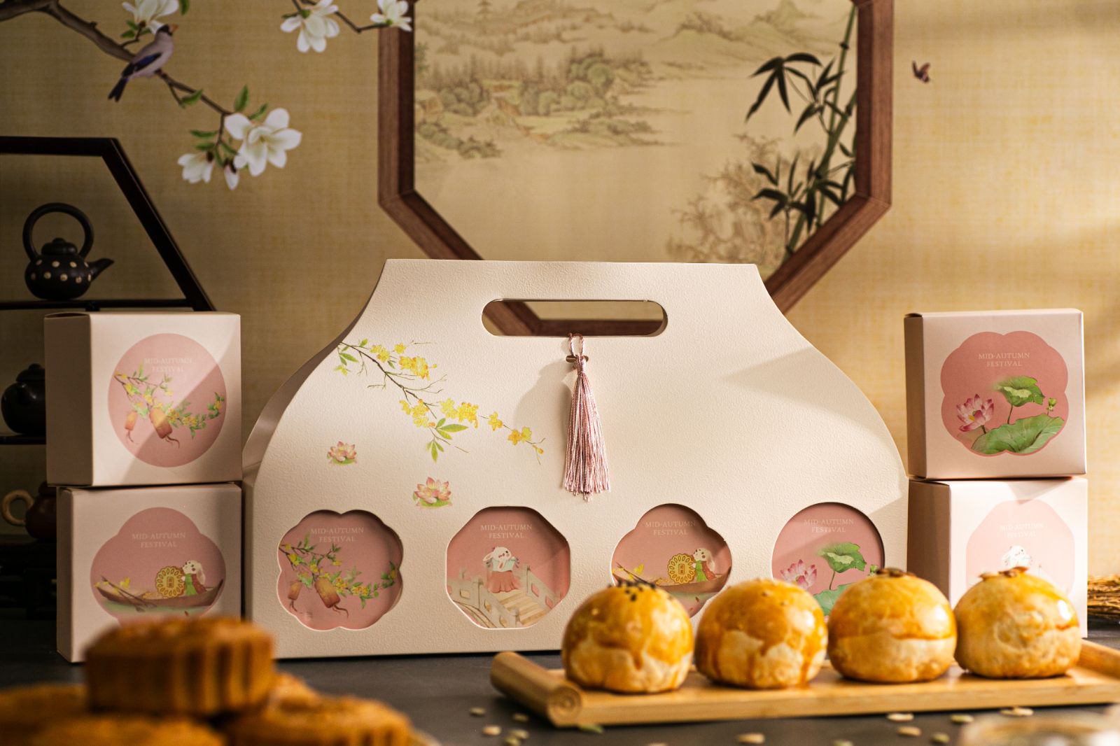 Premium Mooncake Pink Gift Set (4 pcs)