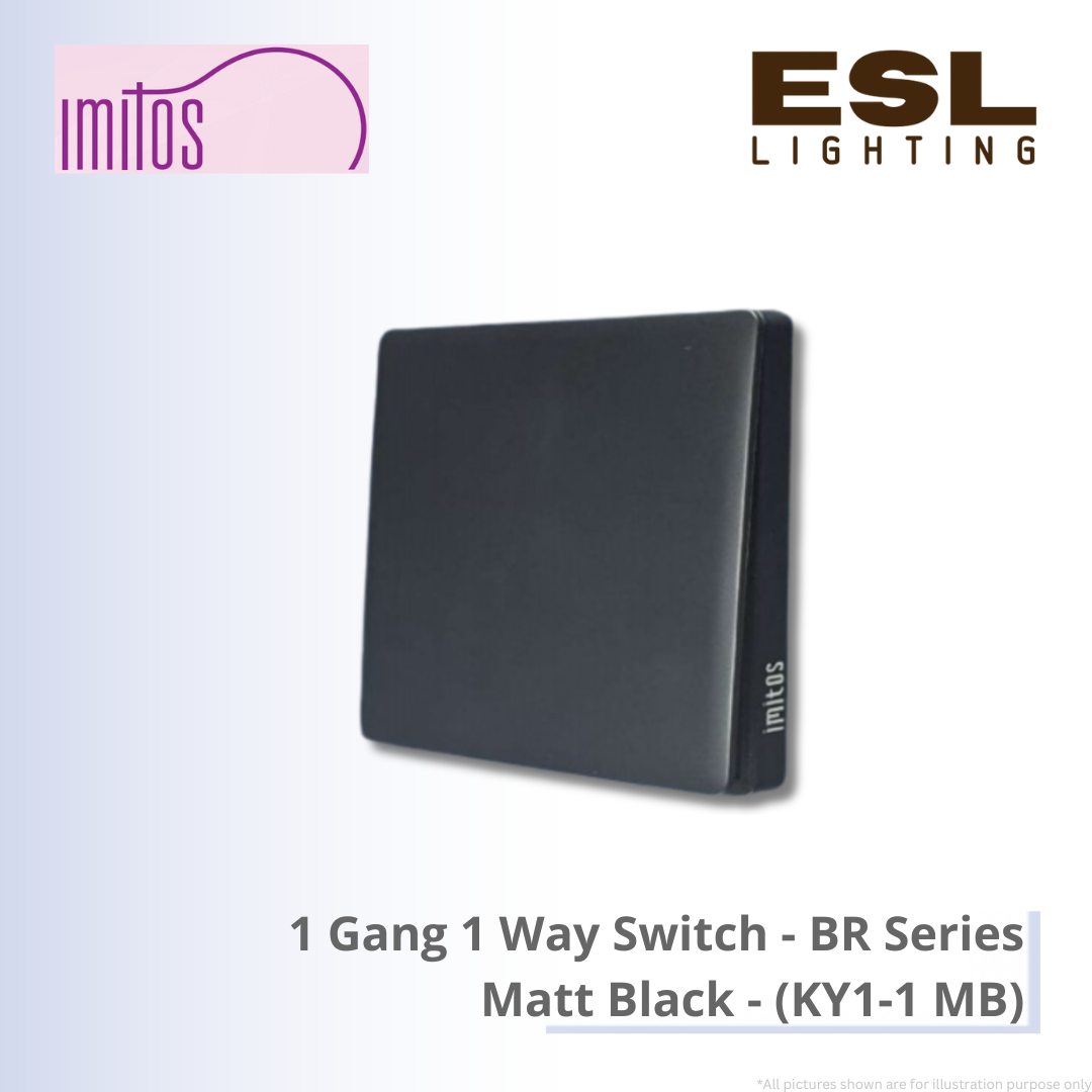 IMITOS 1 Gang 1 Way Switch (BR Series) Matt Black - KY1-1 MB [SIRIM]