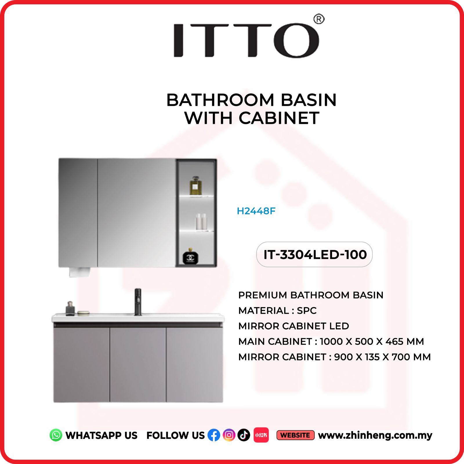 ​​​​​​​​​​​​​​ITTO BATHROOM BASIN WITH CABINET IT-3304LED-100