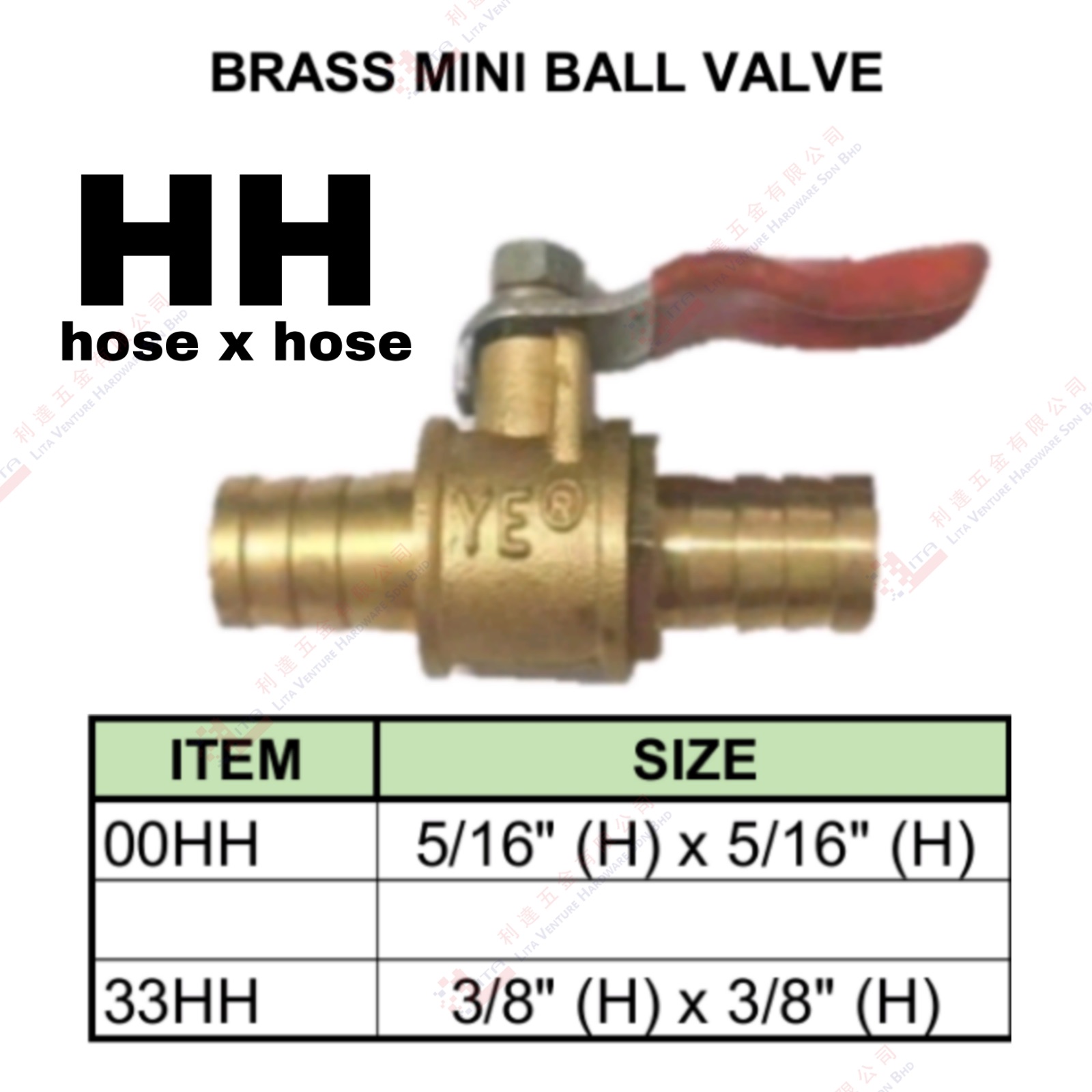 BRASS MINI BALL VALVE HH - 00HH 33HH