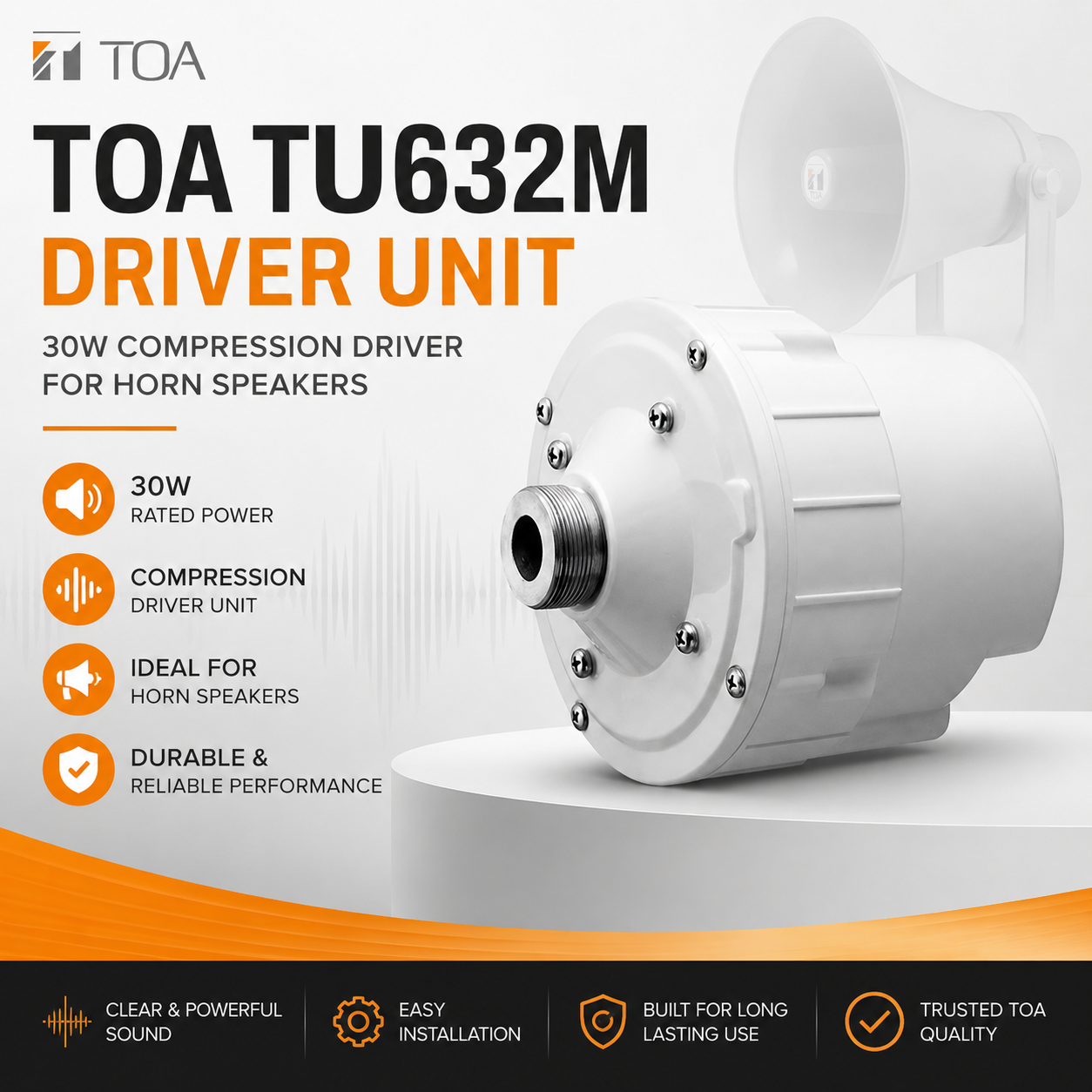 TOA TU632M Unit Pemacu – Pemacu Mampatan 30W untuk Pembesar Suara Horn