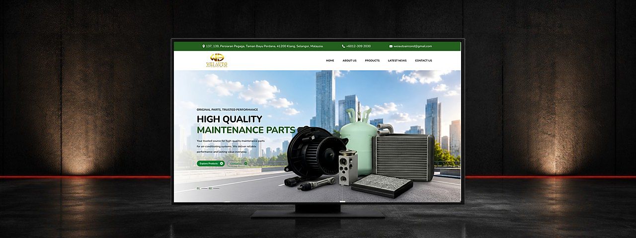 Wei Auto Parts Car Air-Conditioning Parts Website Case Study in Klang, Selangor