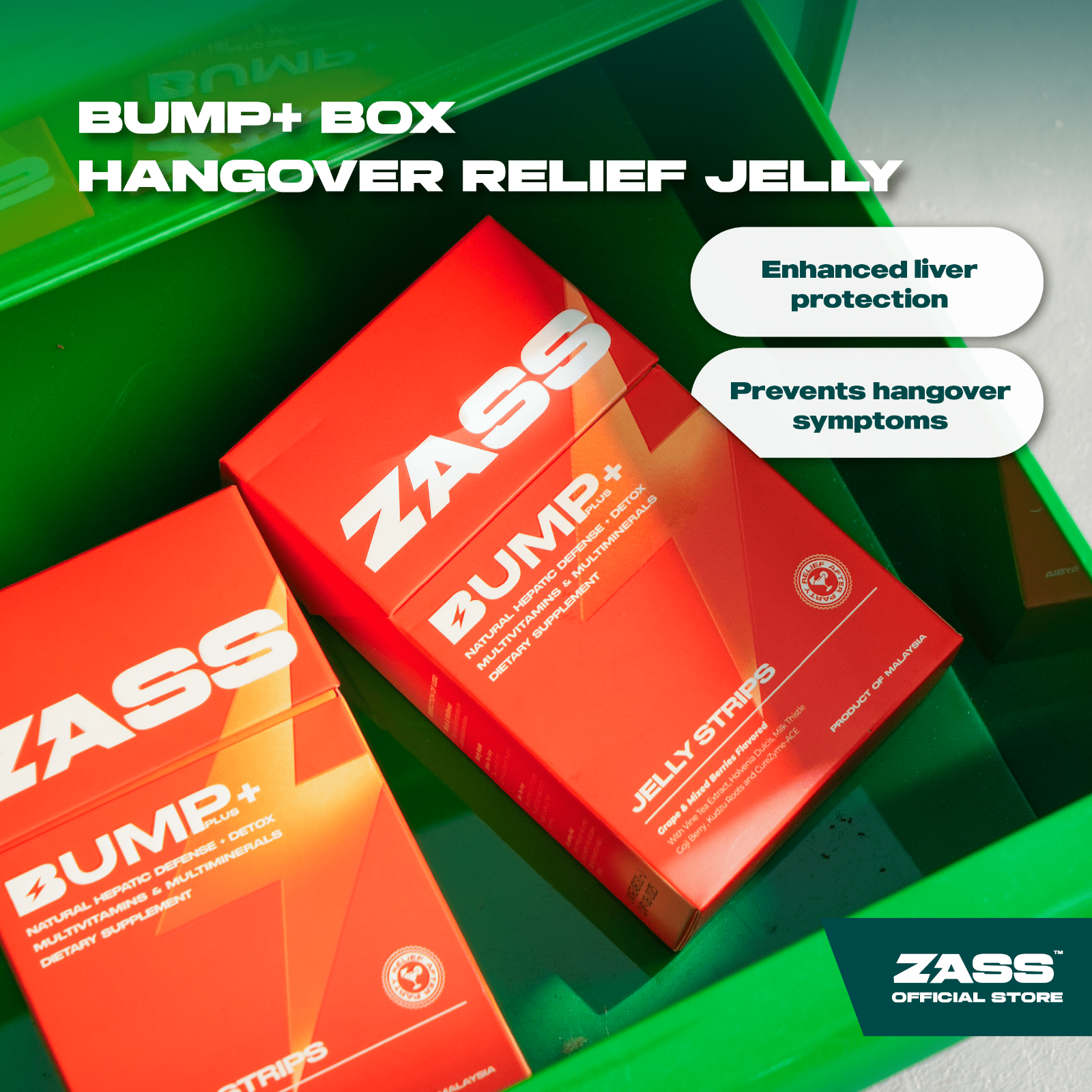 BUMP+PLUS | Hangover Relief Jelly Strips | Hepatic Booster | Multivitamins + Multiminerals