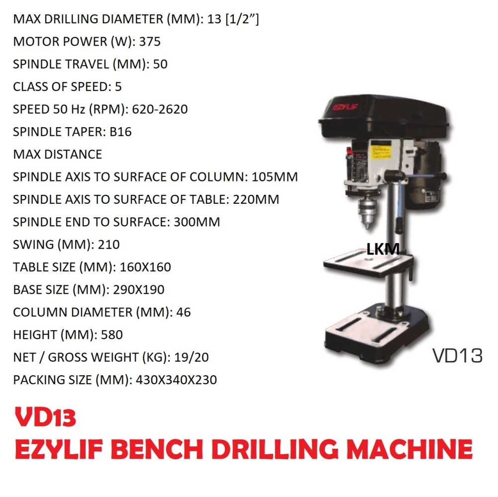 EZYLIF VD13/VD16M/VD16H BENCH DRILLING MACHINE