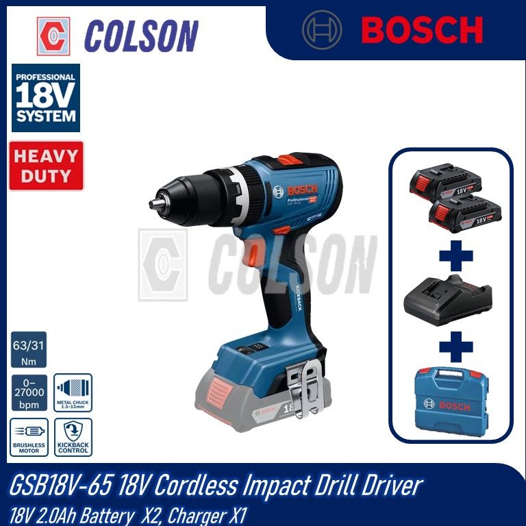 BOSCH GSB18V-65 18V Cordless Impact Drill Driver