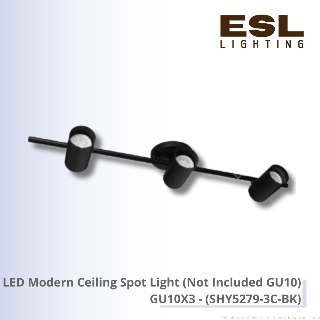 LED Modern Ceiling Spot Light (Not Included GU10) GU10X3 - SHY5279-3C-BK