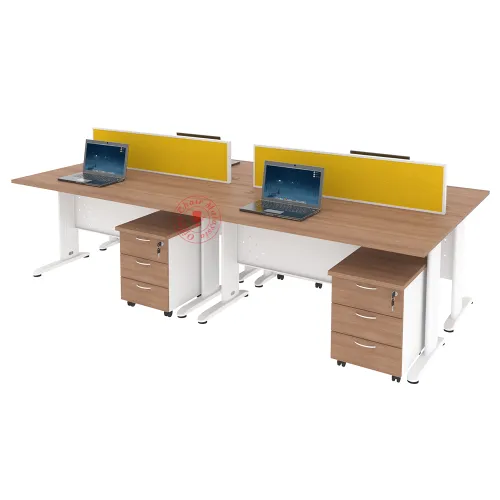 MJ Rectangular Workstation Cluster of 4 / Office Table Workstation / Meja Pejabat Kerja / Meja office