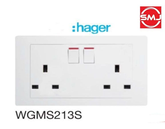 Hager WGMS213S Muse 13A Double Switched Socket Outlet