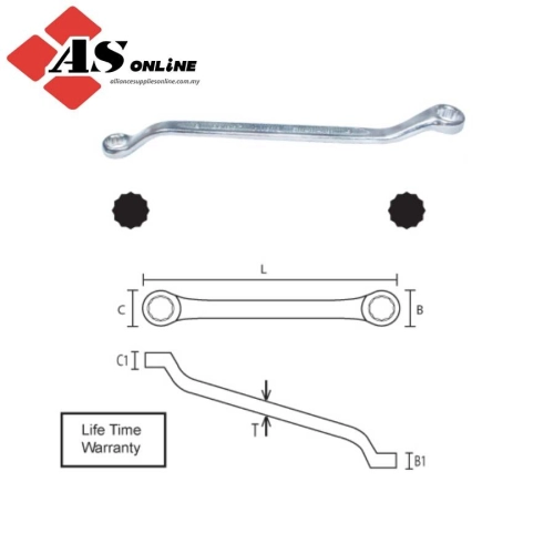 German Type 45 Double Ring End Wrench 16x17mm (12 Pts) / Model: TZ51010161