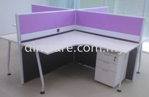 4 cluster L shape workstation furniture with centre wire trunking