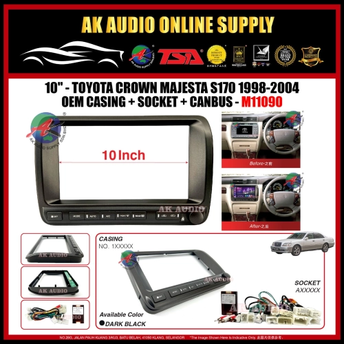 Toyota Crown Majesta S170 1998 -2004 Android Player 10" Inch Casing +Socket +Canbus -M11090