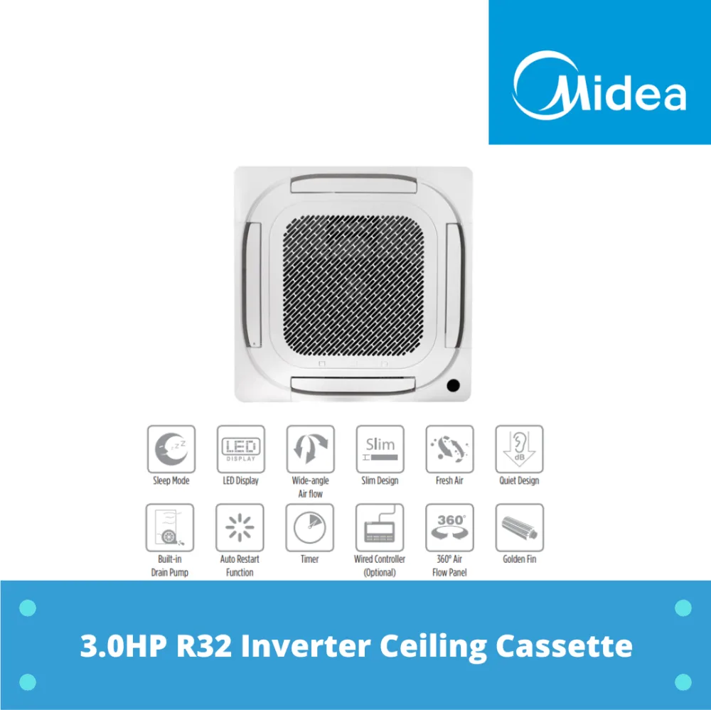 Midea 3.0HP R32 Inverter Ceiling Cassette  MCX-30CRFNX 