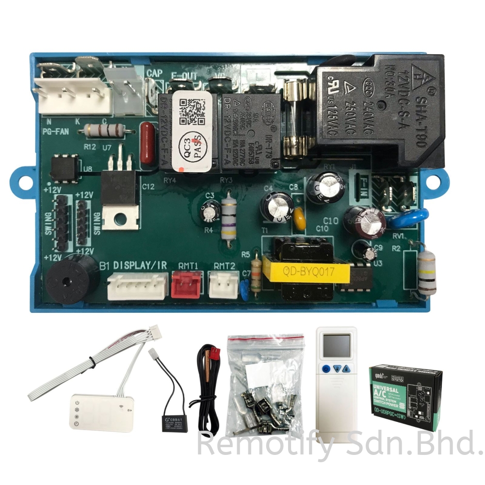 QD-U08PGC+ (SW) PG Motor Series Universal Air Conditioner Control System | Wide Voltage 100–240V Smart PCB with Dual Motor Compatibility & Digital Display Panel
