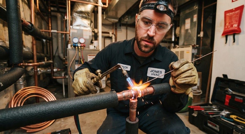 copper refrigeration pipe brazing technique