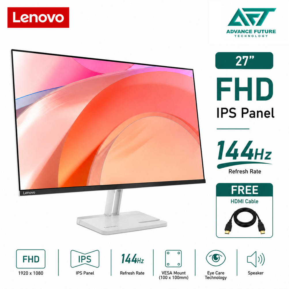 Lenovo L27-4C 67DEKAC1MY 27'' FHD IPS 144Hz Flat Monitor ( Speaker, 2x HDMI, VGA, 3 Years Warranty )