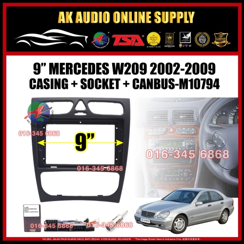 Mercedes Benz W203 / W209 2002 - 2009 ( 4 Door ) Android Player 9" inch Casing + Socket With Canbus -M10794