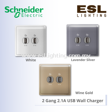 SCHNEIDER Pieno 2 Gang 2.1A USB Wall Charger (2.1A each side) - E8232USB_WE_G11 E8232USB_LS_G11 E8232USB_WG_G11