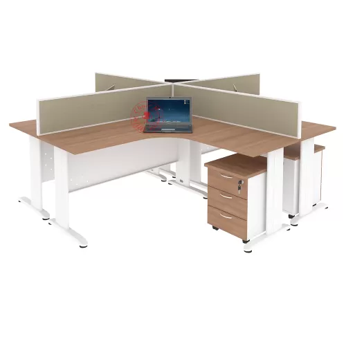 MJ L-Shape Workstation Cluster of 4 / Office Table Workstation / Meja Pejabat Kerja / Meja office