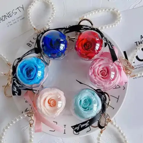 Creative Acrylic Preserved Eternal Flower Keychain