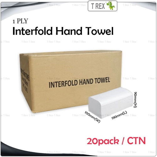 [1 CTN x 20 Pack x 200pcs] 1 PLY Interfold Hand Towel Tissue