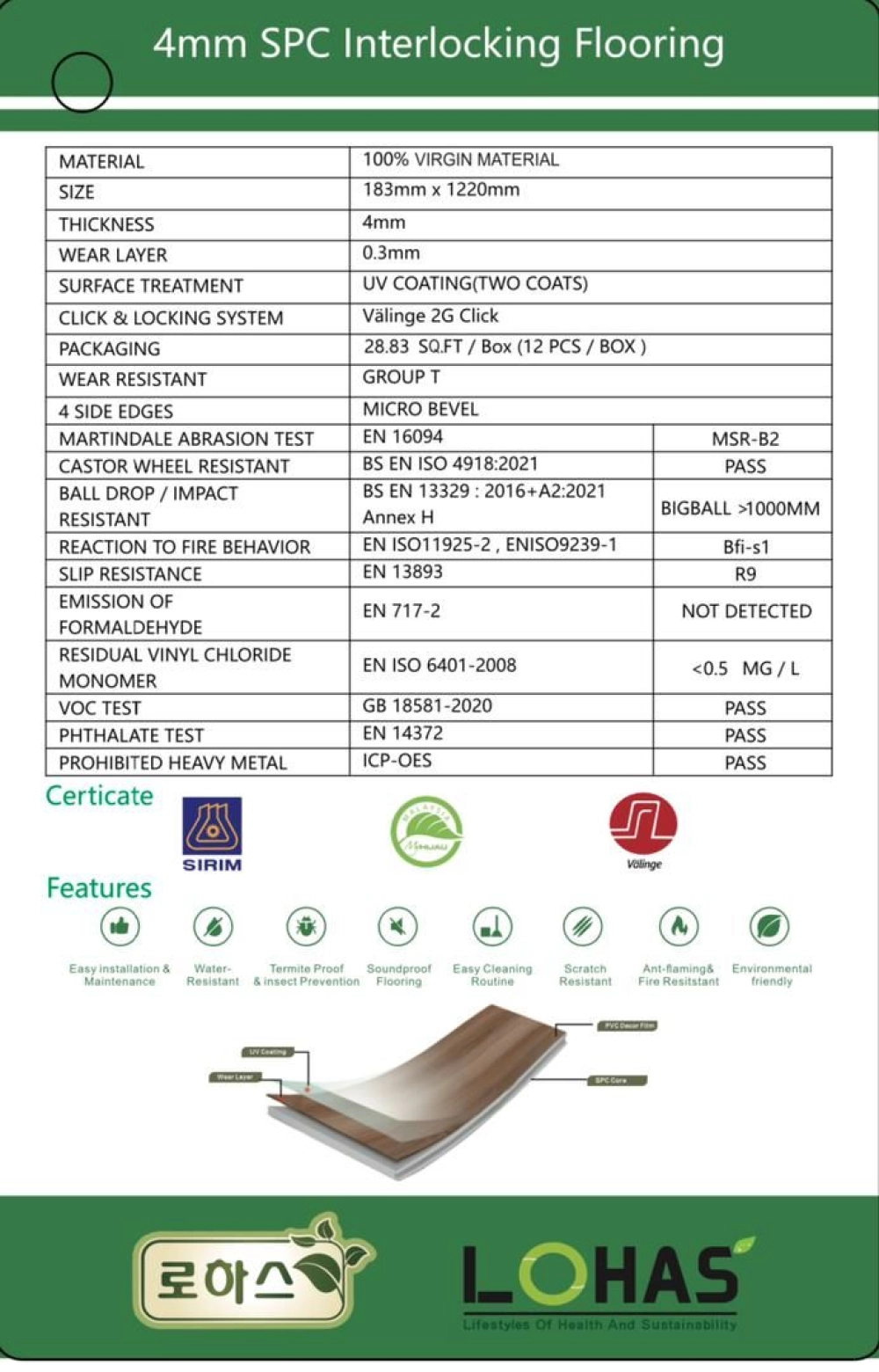 4mm SPC Flooring Interlocking