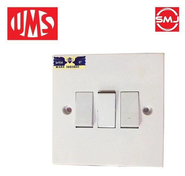 UMS 203-2W 3 Gang 2 Way Flush Switch (SIRIM Approved)