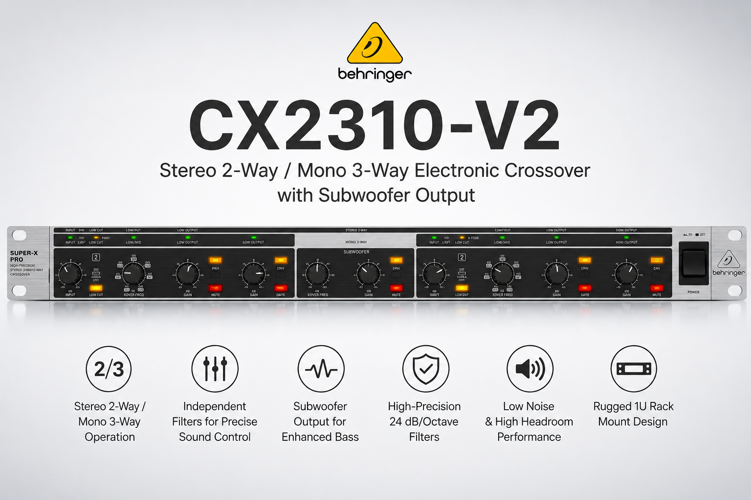 Behringer CX2310-V2 – 立体声2分频 / 单声道3分频电子分频器，带低音输出