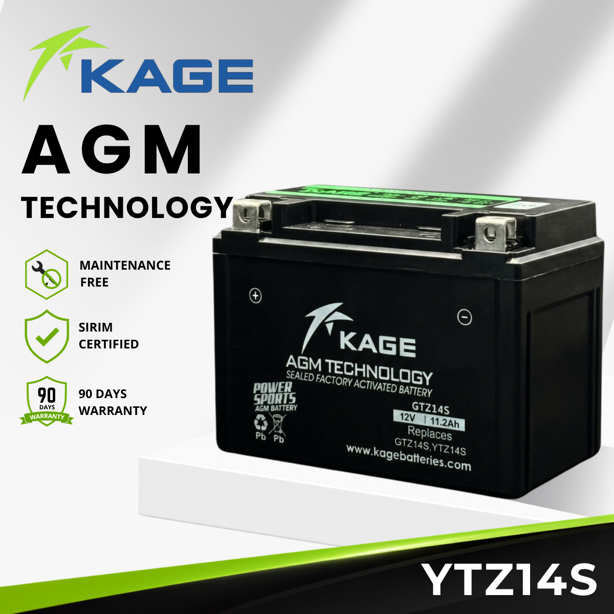 YTZ14S KAGE - Bateri Honda CB 1300/ST1300/STX1300/VT1300/KTM Adventure 1050/1090/1190/950/RC8/SuperDuke 990/SuperDuke 6790