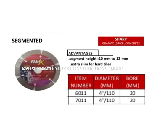 GMX Diamond Blade Segmented Dry 4"