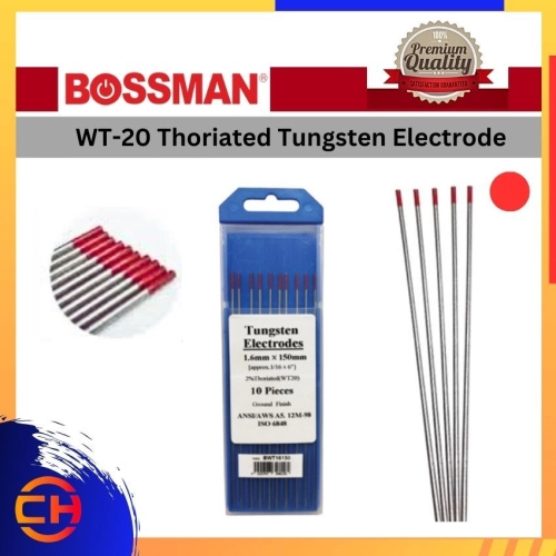 BOSSMAN WELDING ACCESSORIES BWT16150 / BWT24150 WT - 20 THORIATED TUNGSTEN ELECTRODE ( RED ) 