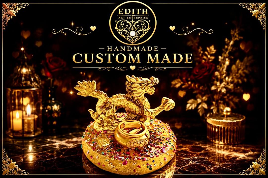 Custom Resin Art – Golden Dragon of Fortune & Prosperity